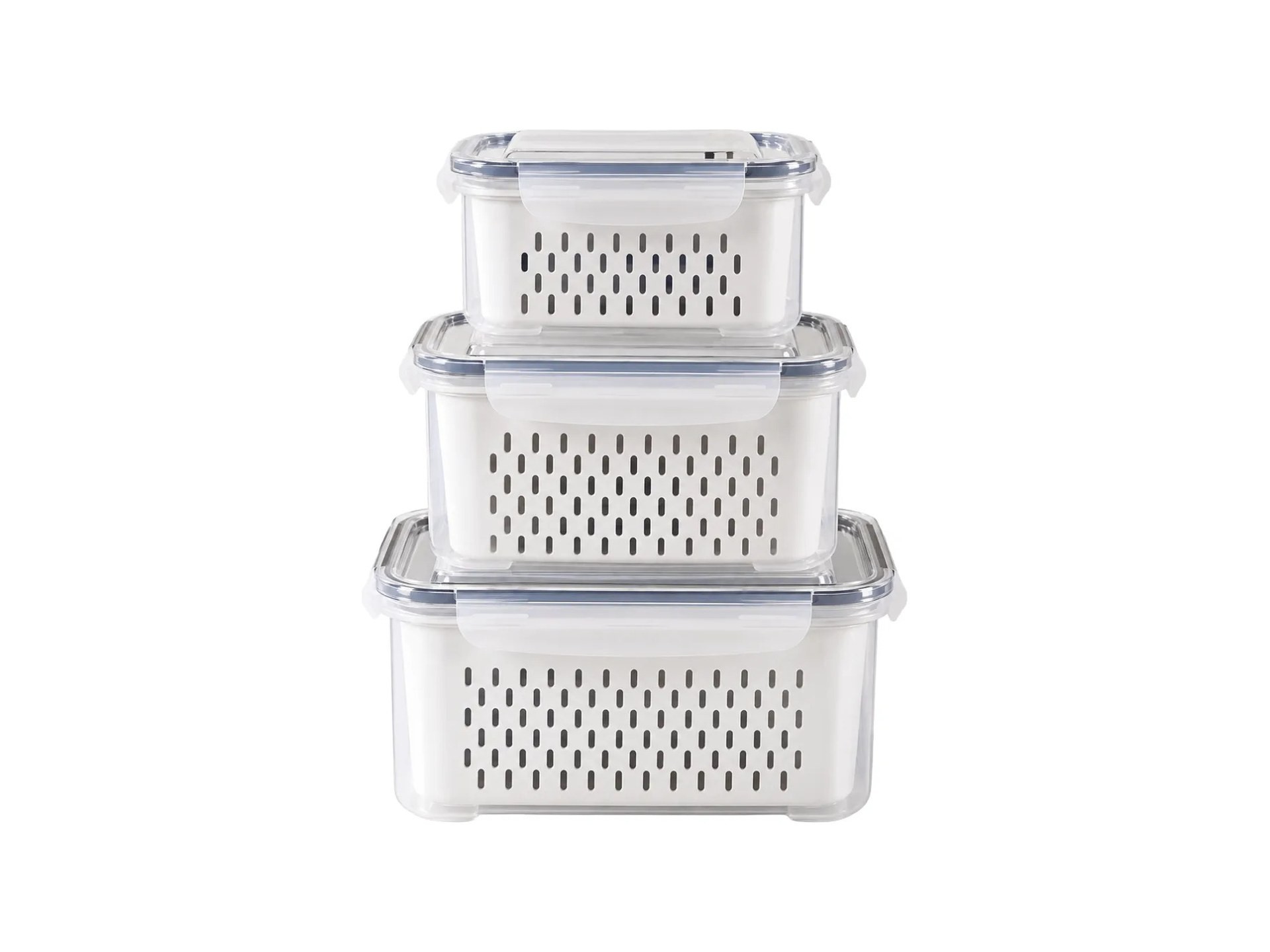 Kit 3 organizadores geladeira alimentos vegetais com tampas