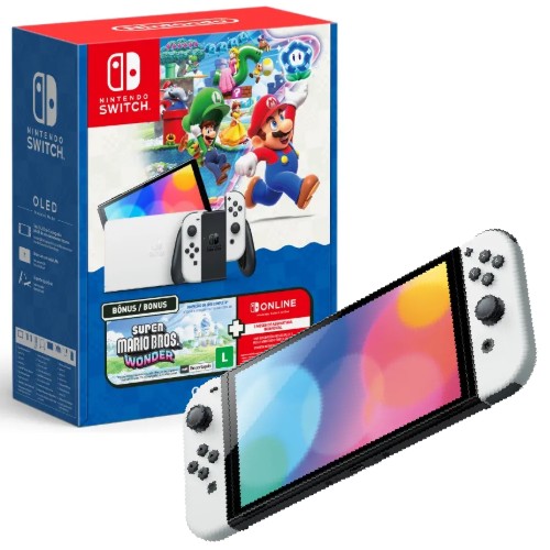 Console Nintendo Switch OLED Bundle Super Mario Bros. Wonder + 3 Meses de Nintendo Switch Online