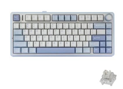 BAIXOU!! — Teclado Aula F75 Sem Fio Mecânico Tri Mode Hot Swap Cor de teclado Azul Sal Marinho Idioma Inglês US
