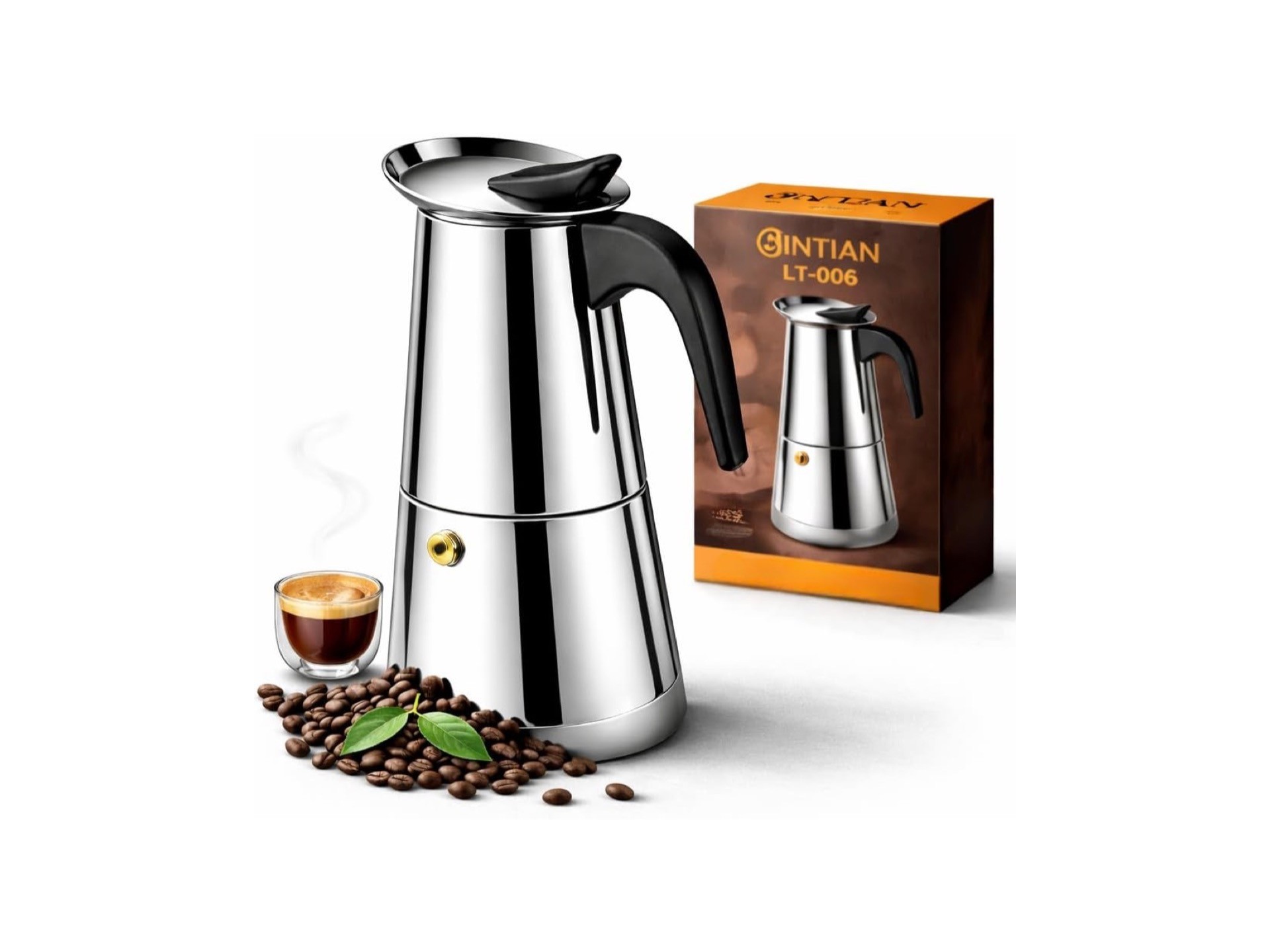 Cafeteira Italiana Moka Expresso Inox 300ml para 6 Xícaras, Café Mais Encorpado, Intenso e Aromático, Preparo Rápido sem Filtro, Design Clássico, Compatível Fogão a Gás, Elétrico, Resistente