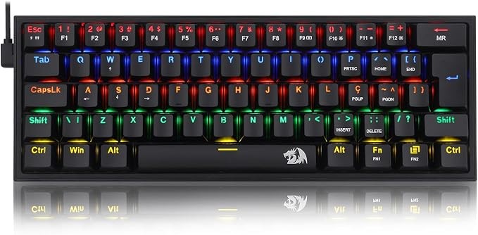 Teclado Mecanico Gamer Redragon Fizz Rainbow Switch Azul Preto