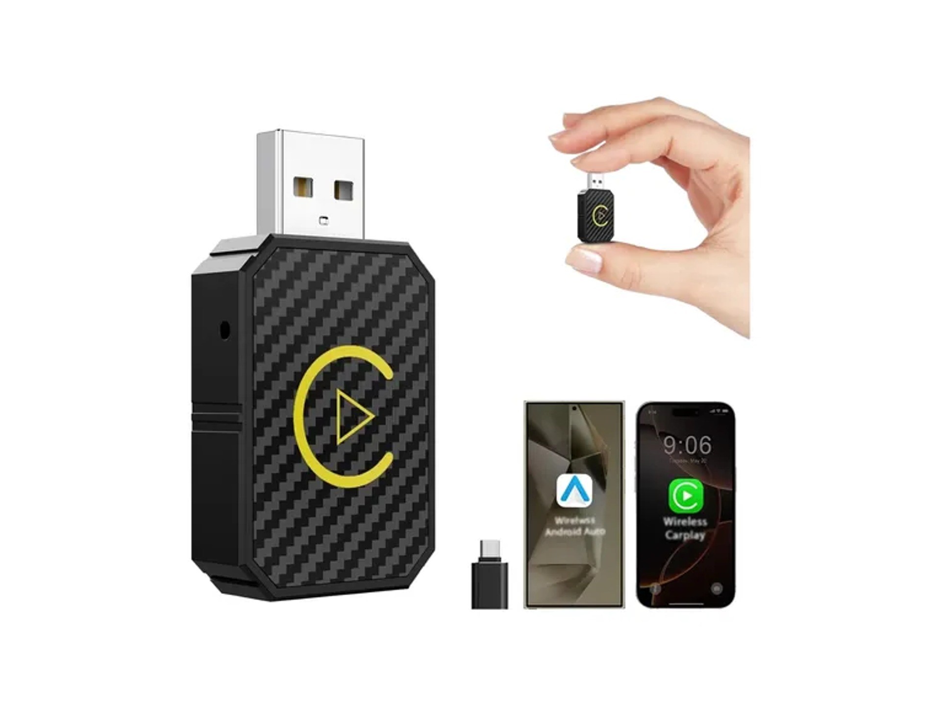 Adaptador carplay android auto wireless sem fio automatico