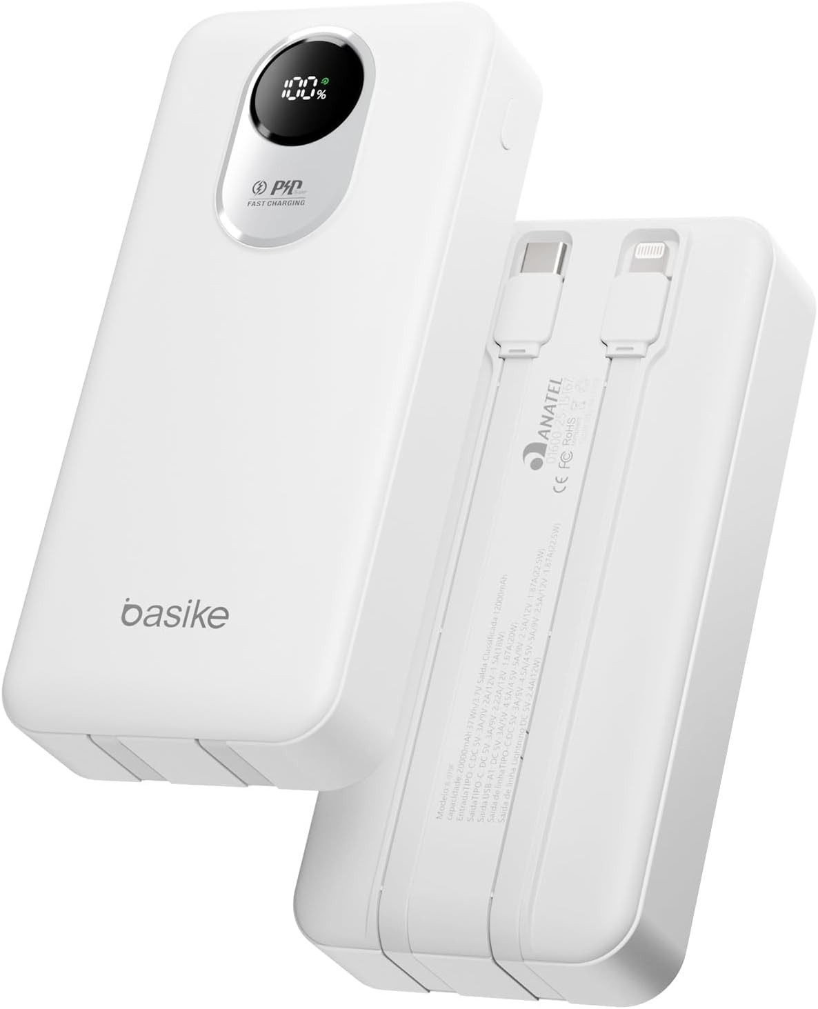Carregador Portátil Power Bank 20000mAh Basike 22,5W QC com PD 20W