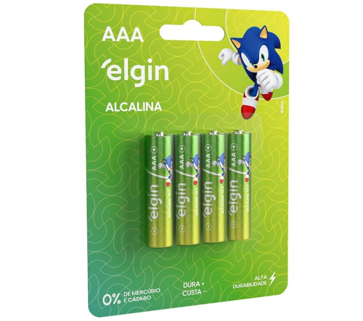 Pilha Alcalina Elgin Palito AAA Blister com 4 Unidades