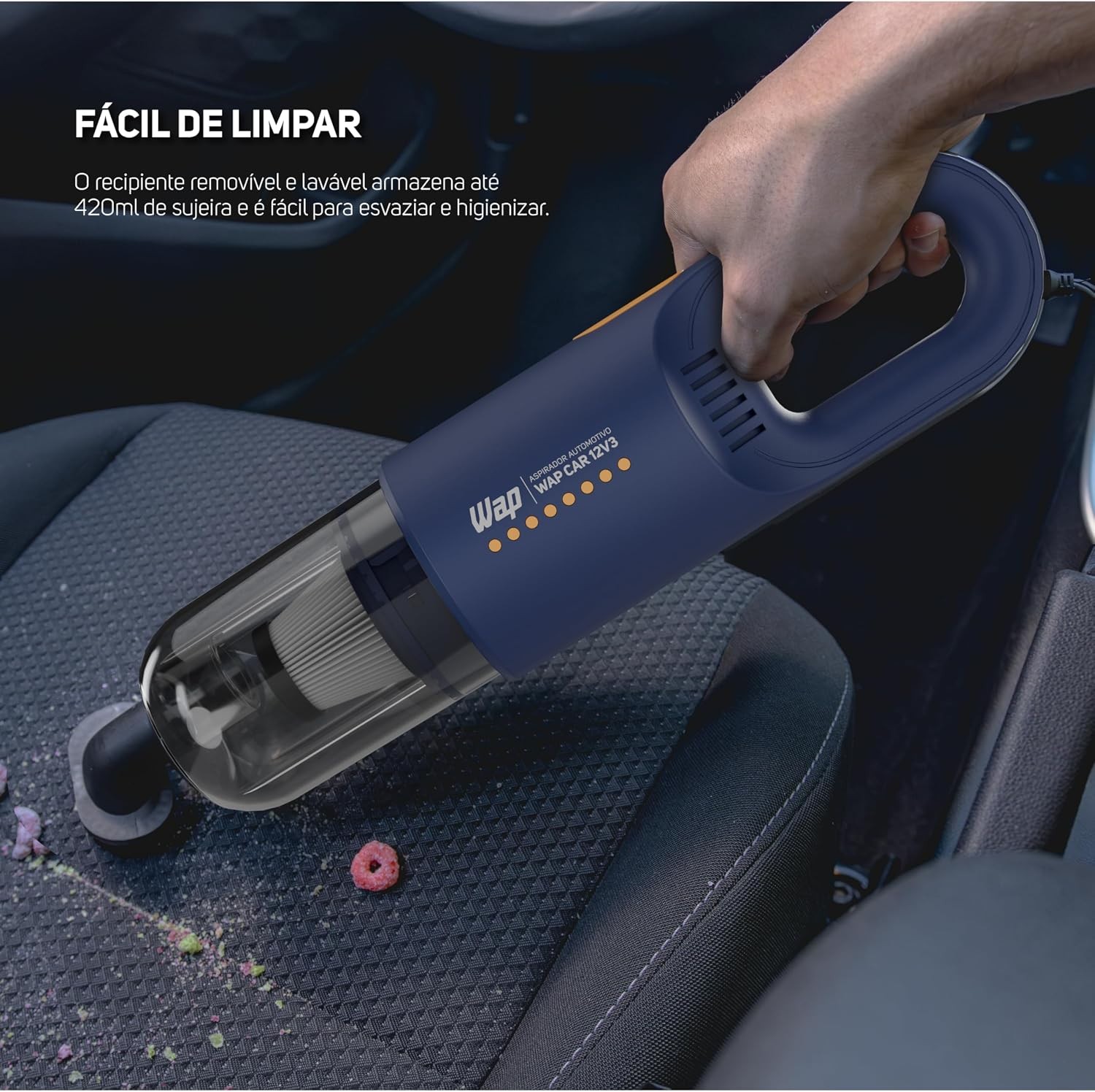 Aspirador Automotivo Portátil WAP CAR 12V 420ml Filtro Hepa