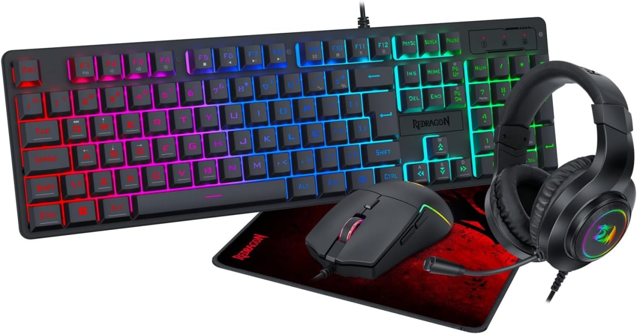 Kit Gamer 4 em 1 Redragon Gaming Essentials S166 RGB