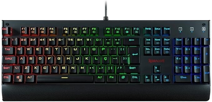 Teclado Mecânico Full Size ABNT2 Redragon Kala RGB Switch Azul Hotswap Preto K557RGB (PT-BLUE)