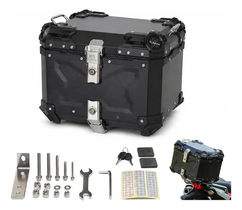 Baú Bauleto 45 Litros Aluminio Base Universal Todas As Motos Preto
