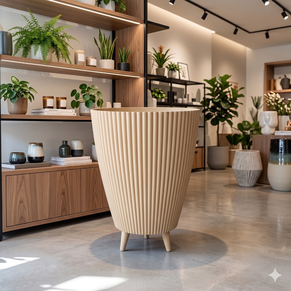 Vaso para Planta Canelado 34x26 Coluna Decorativo