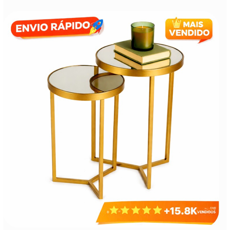 Conjunto de Mesa Lateral com Espelhos para Decoração Luxo | Shopee Brasil
