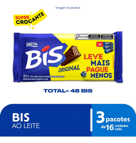 Kit com 3 Chocolates Bis Ao Leite 100,8g