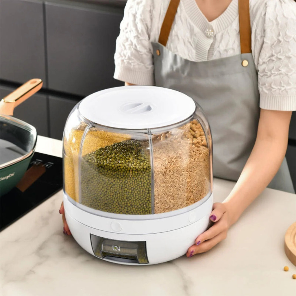 Dispenser de Alimentos Giratório 6 Divisões Branco