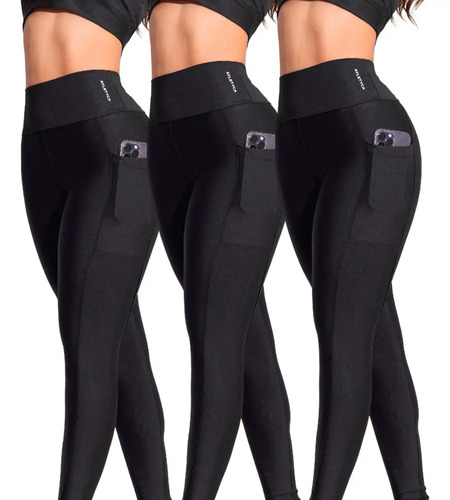 Kit com 3 Calças Legging com Bolso Atletyca
