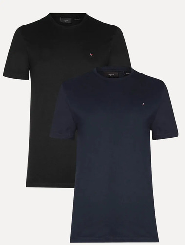 Kit com 2 Camisetas Aramis Basic Lisas Preta e Azul Marinho (P ao G3)