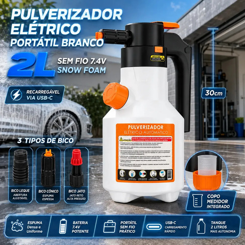 Pulverizador Eletrico de Espuma 2L para Lavagem