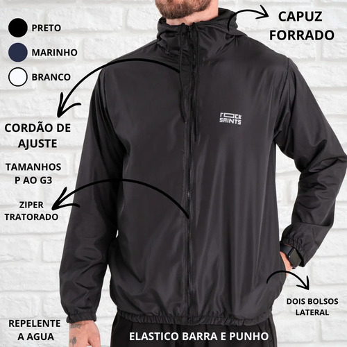 Jaqueta Masculina Corta Vento UV Rock Saints