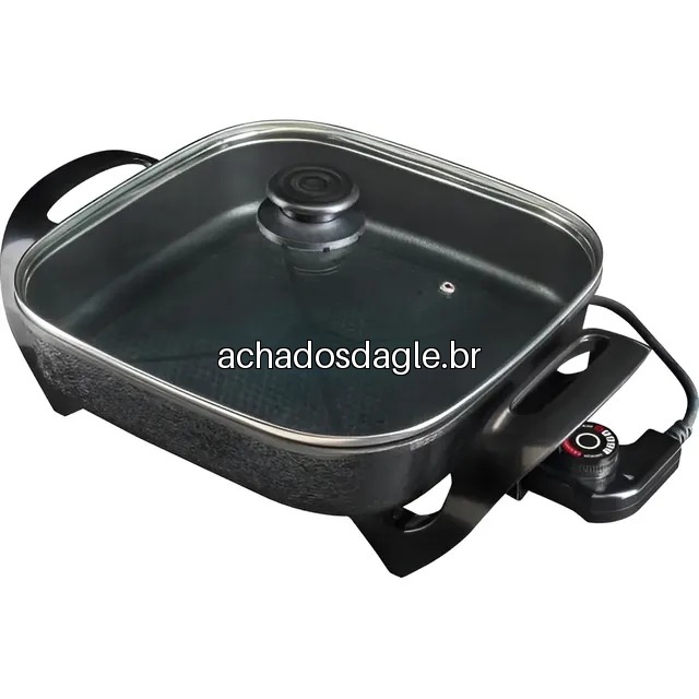 Panela Multifuncional Eletrica Quadrada 30cm Grill Antiaderente Portatil Agratto 127V