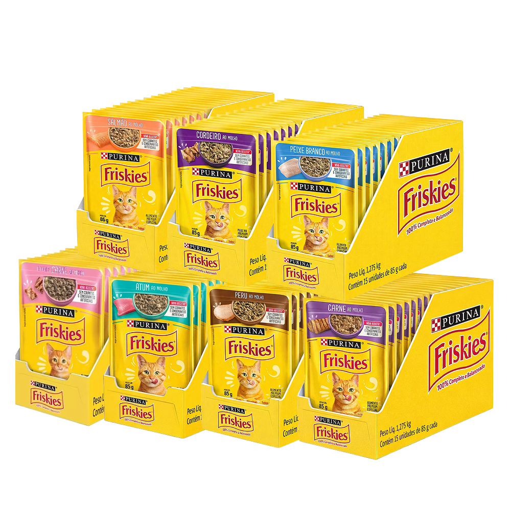 Ração Úmida Friskies 85g Caixa com 15 unidades