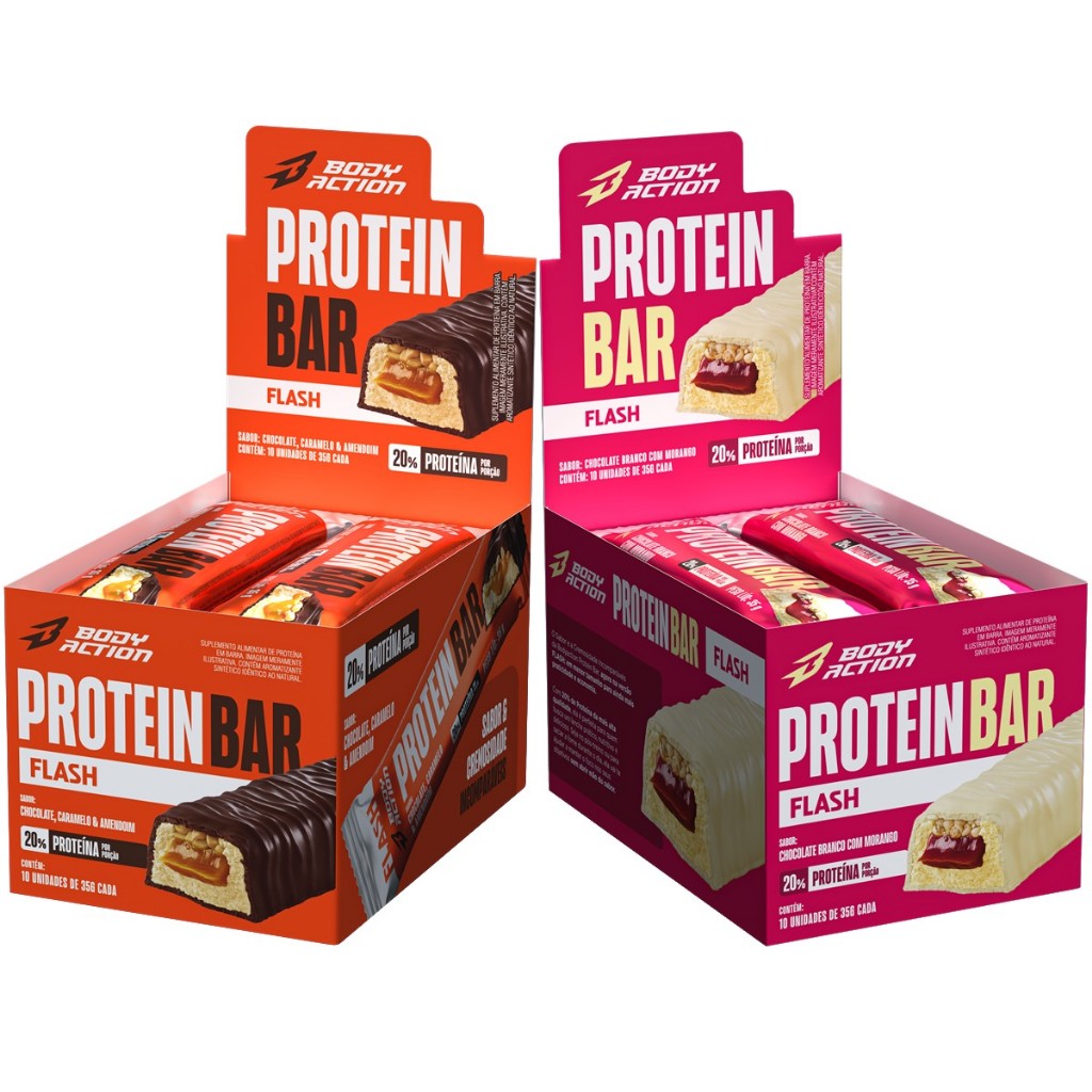 Kit 2x Barra de Proteína Protein Bar Flash 35g Bodyaction