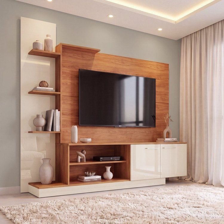 Estante para TV e Home Theater até 55" Nichos 2 Portas Cinamomo Off White