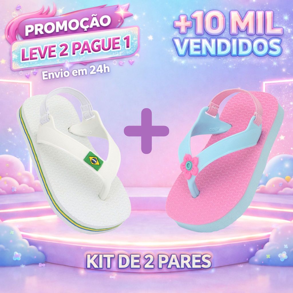 KIT Chinelos de Bebê Menino e Menina Baby Brasil De Borracha Original Anti-Derrapante | Shopee Brasil