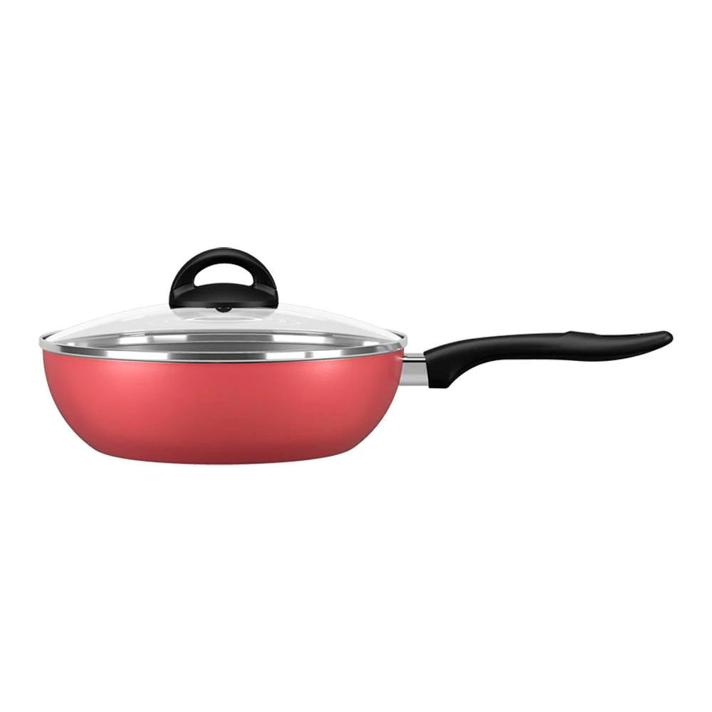 Panela Wok com Tampa Brinox Chilli Antiaderente Pro-Flon 24 cm