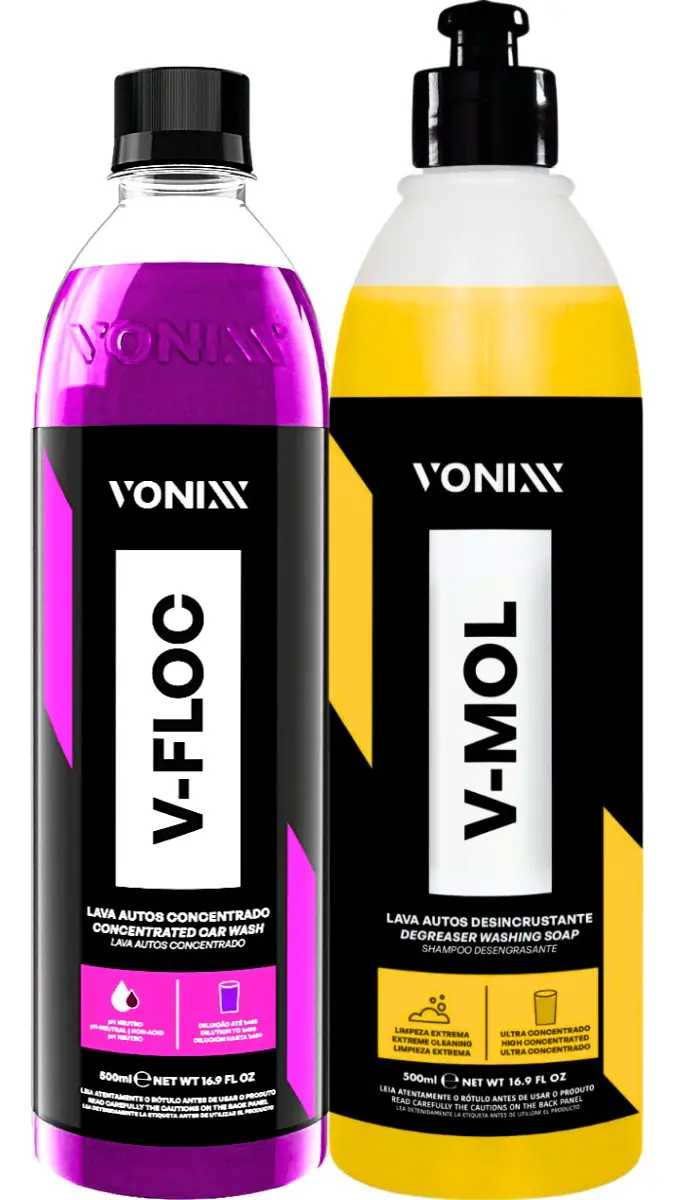 Kit Shampoo Automotivo Neutro Concentrado Vonixx V-Floc V-Mol 500ml