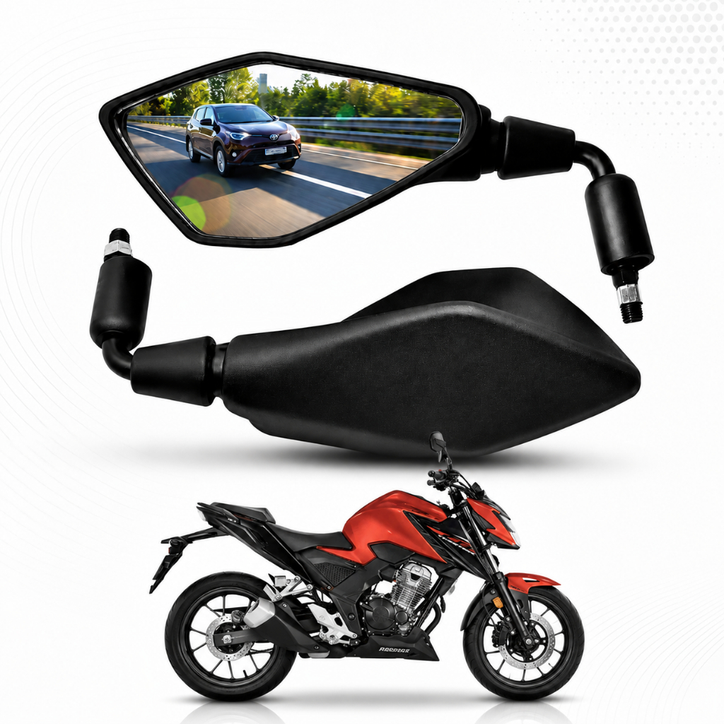 Par de retrovisor Z400 Haste Curta Rebaixada 90° Lente Convexa Honda