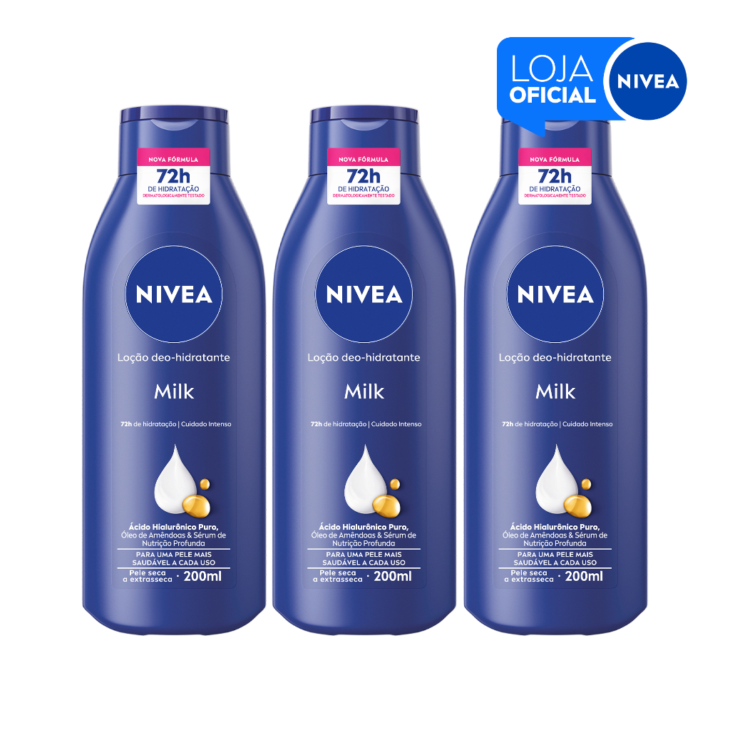 Nivea Locao Hidratante Milk Pele Seca a Extrasseca 200ml - Kit 3 Unidades