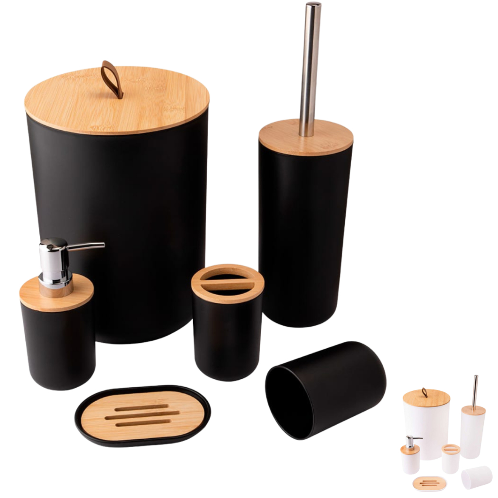 Kit Banheiro Bambu 6 Peças