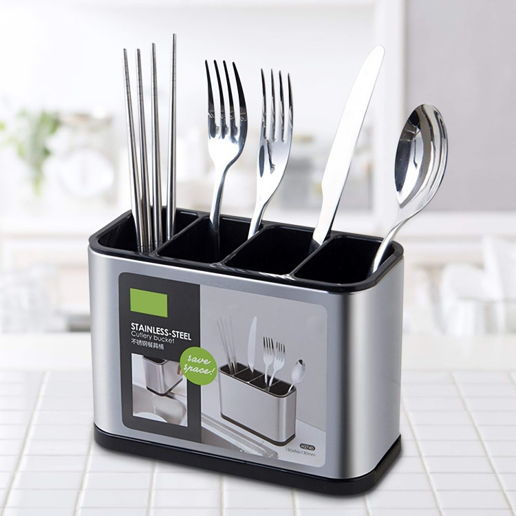 Porta Talheres Escorredor de Aço Inox Vazado