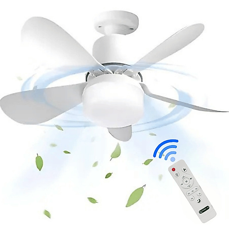 Ventilador 80w de Teto Silencioso LED 3 Cores Bulbo 12w com Controle Bivolt 5 Pás Branco Potente | Shopee Brasil