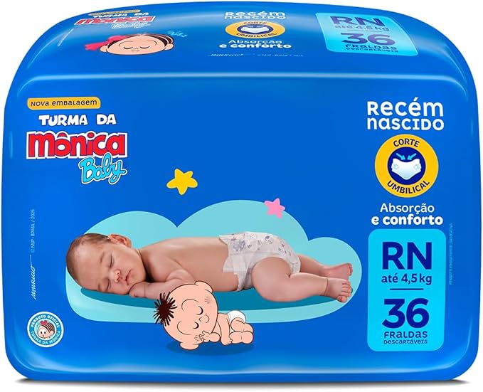 Fralda Turma da Mônica Baby Jumbo RN 36 Unidades