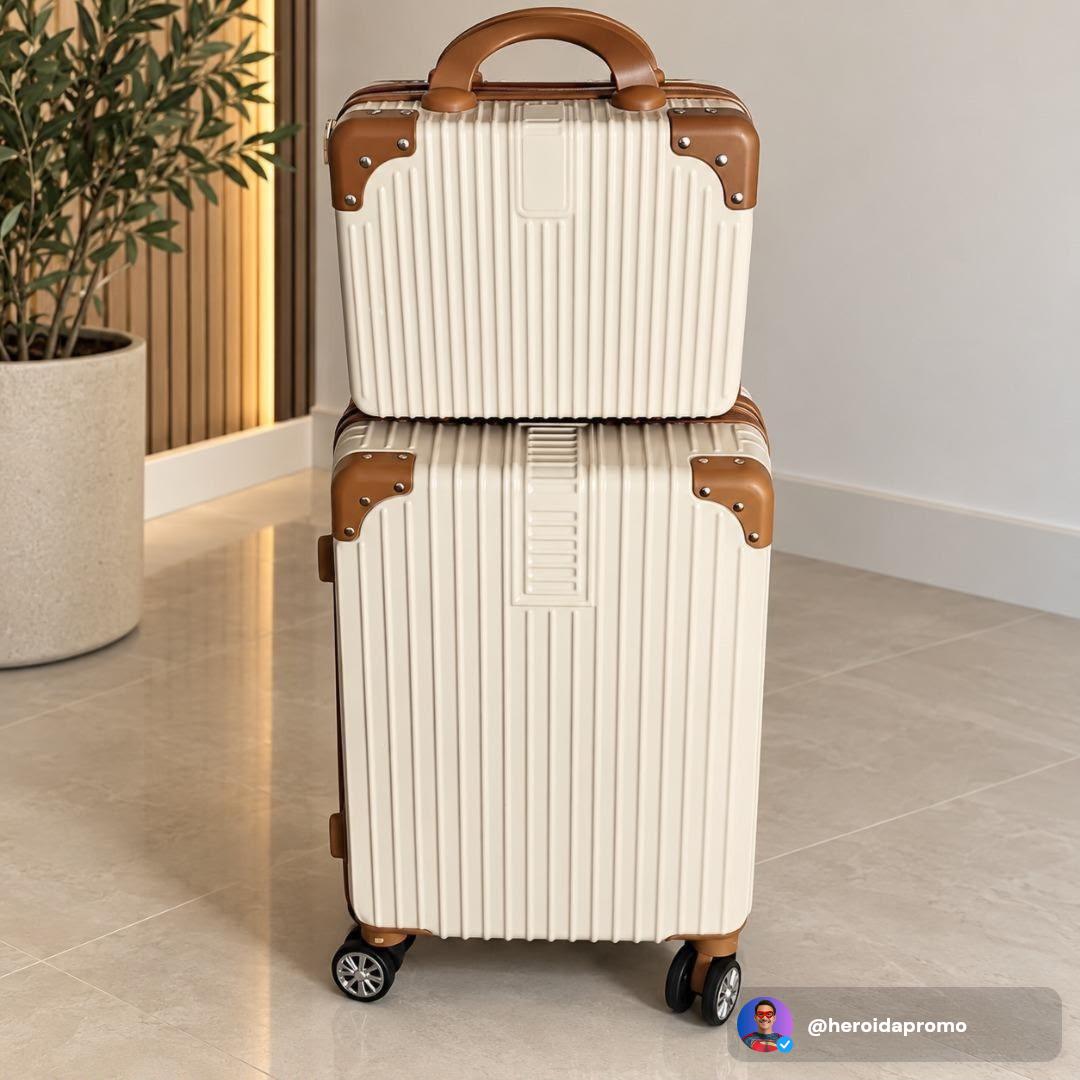 Kit Mala de Viagem 10kg com Frasqueira e Rodas 360°