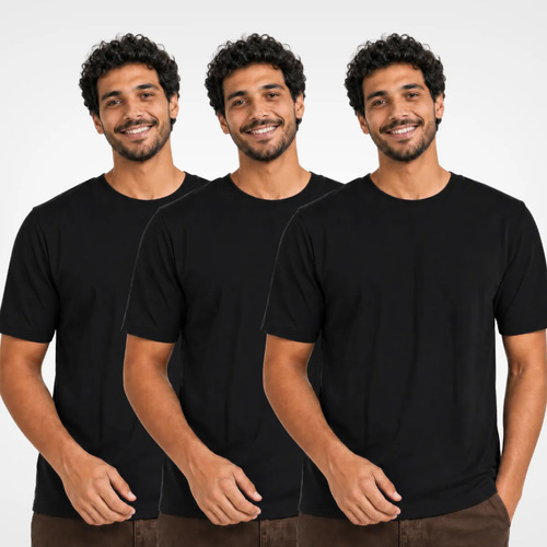 Kit 3 Camisetas Básicas Masculinas Unissex Lisas 100% Algodão