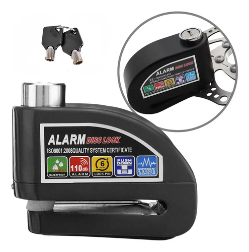Trava Cadeado de Freio Disco com Alarme Sonoro para Moto