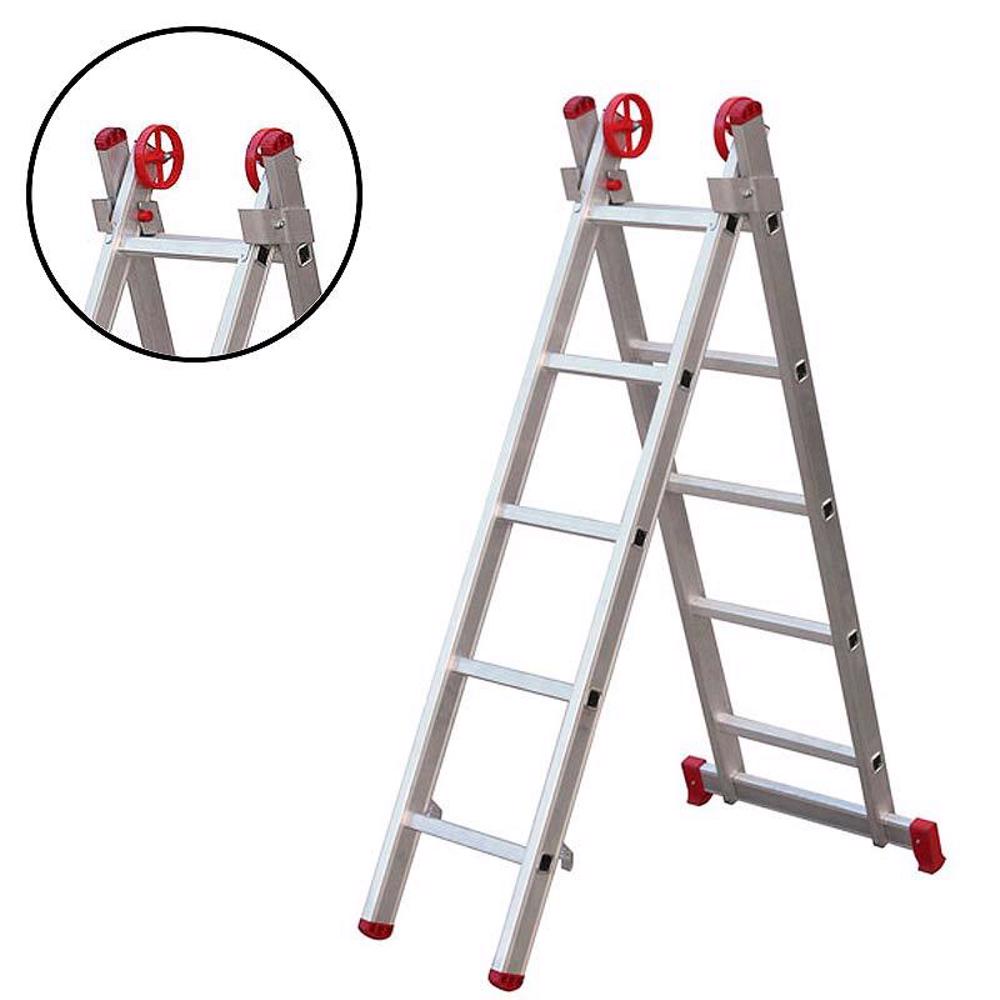Escada de Aluminio Extensiva 5 Degraus 1.57 x 2.20 Metros Evald