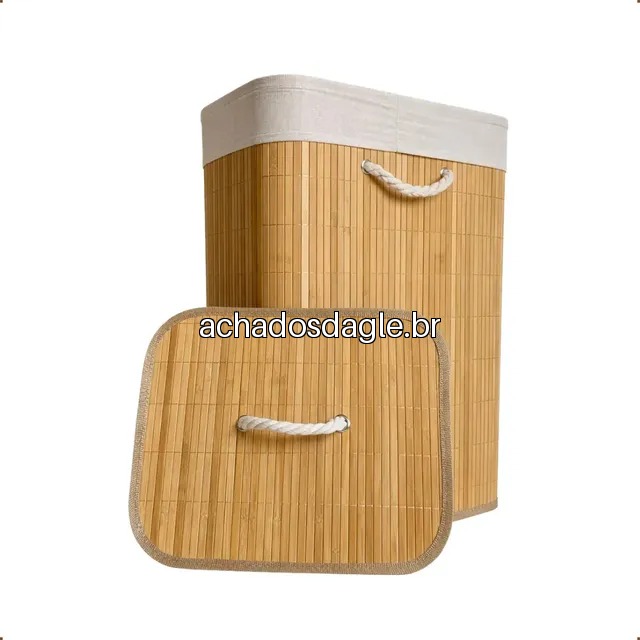 Cesto de Roupas de Bambu 72L