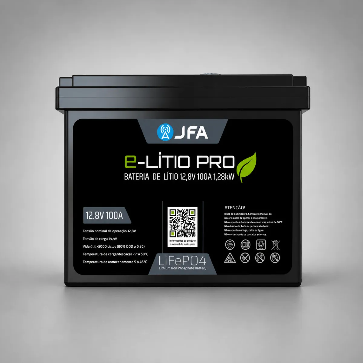 Bateria Jfa De Litio Lifepo4 100a 12v Com Bms 6000 Ciclos