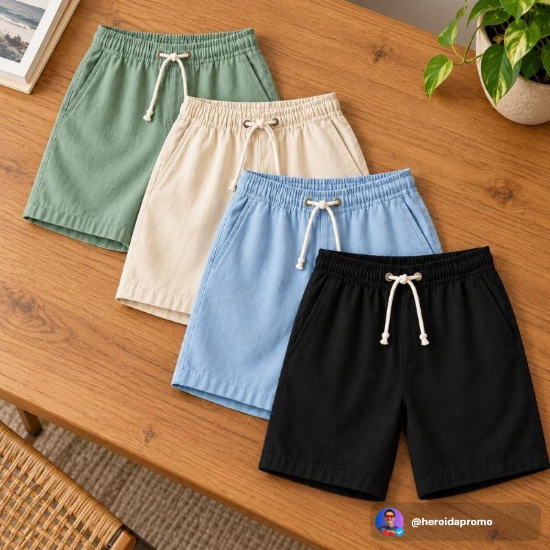 Kit 4 Shorts Masculino Bermuda Linho
