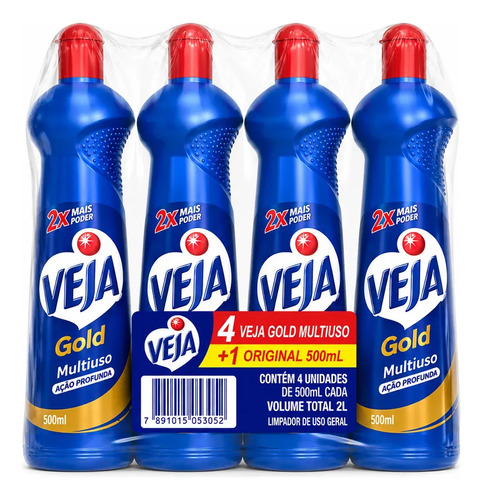 Kit com 4 Limpadores Veja Gold Multiuso 500ml