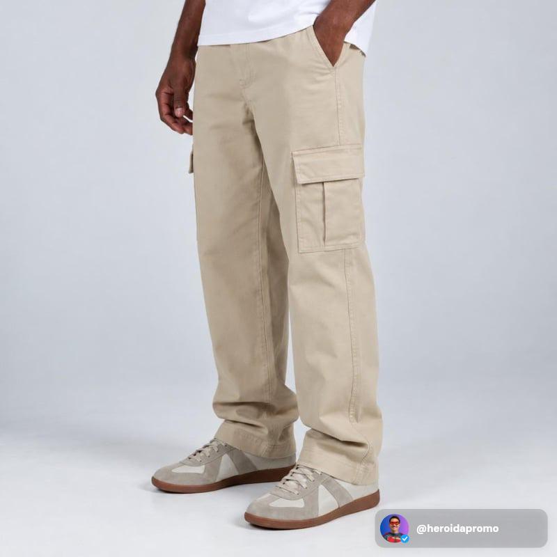 Calca Cargo Masculina Basica Sarja 100% Algodao