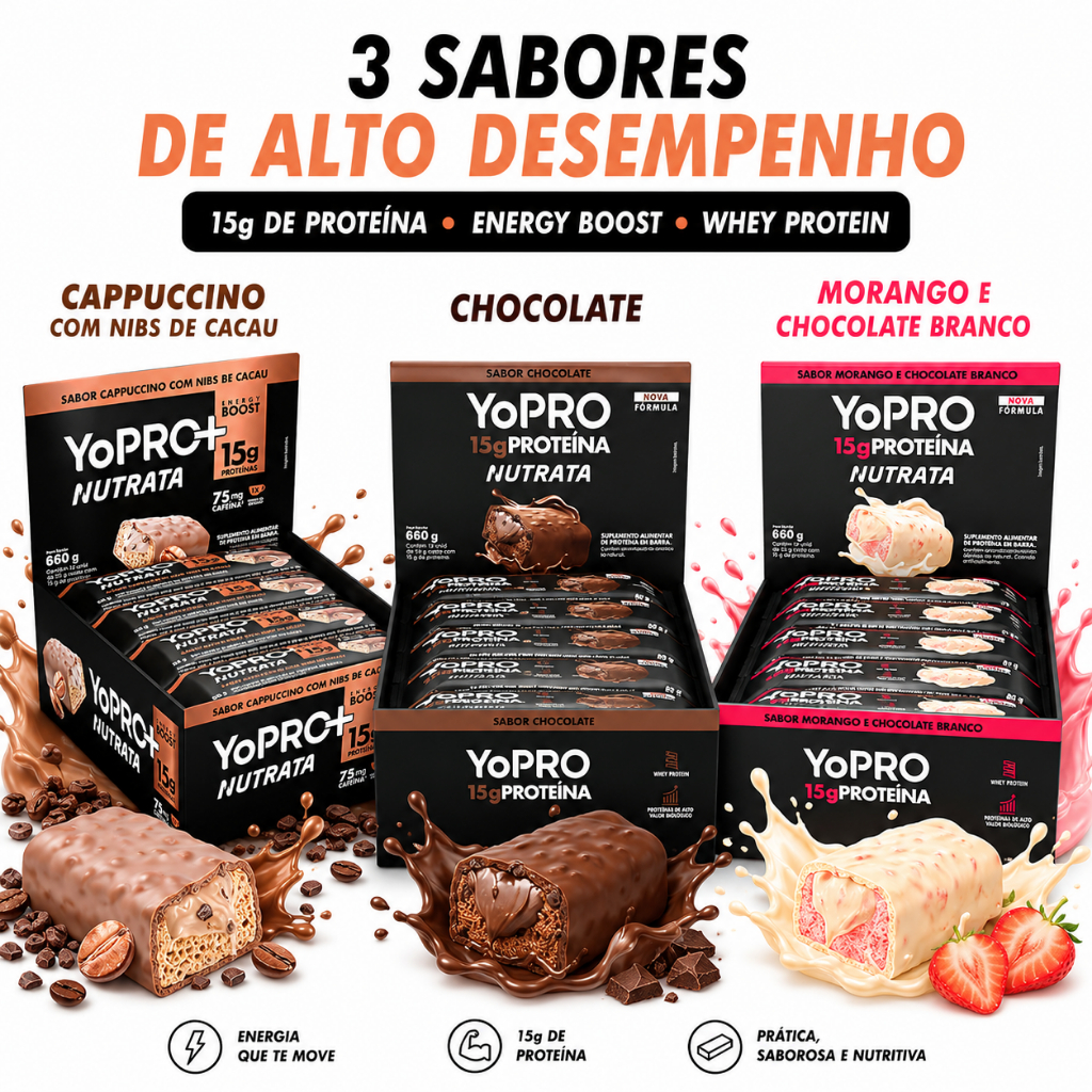 Display YoPro Bar 55g com 12 Unidades Nutrata