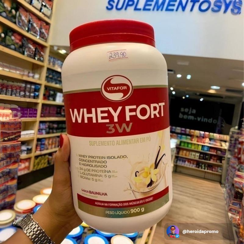 Suplemento alimentar whey fort 3w 900g vitafor baunilha