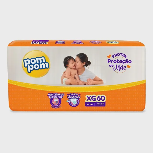 Fralda Pom Pom Protek Proteção de Mãe XG 60 unidades