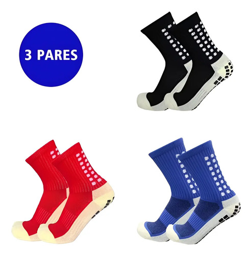 Kit 3 Pares Meia Antiderrapante Esportiva