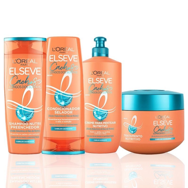 Kit Elseve Cachos dos Sonhos Shampoo Condicionador Máscara Creme