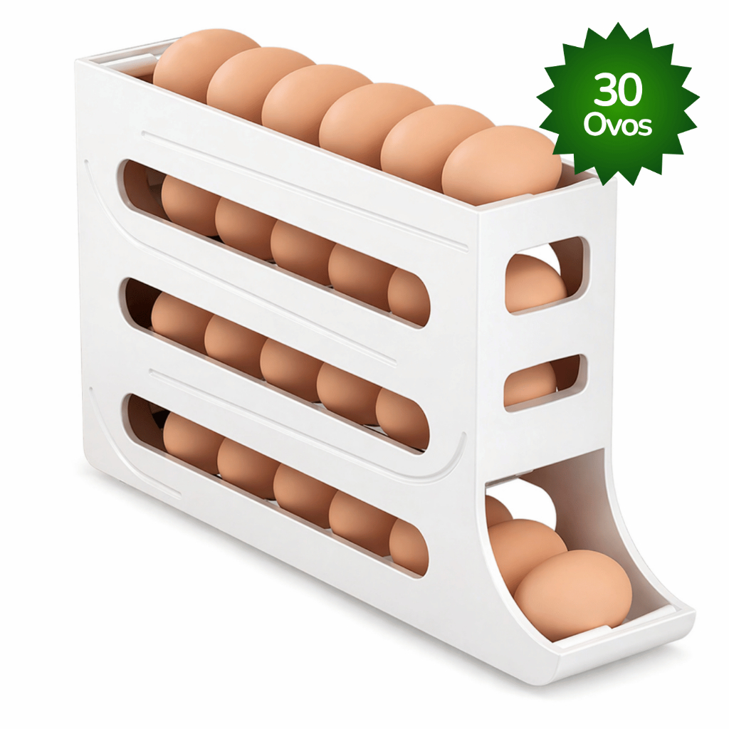 Porta Ovos Dispenser 4 Andares Branco Rolante 30 Ovos