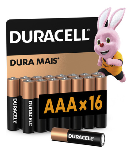 Pilha Alcalina Aaa Palito Duracell 16 Unidades