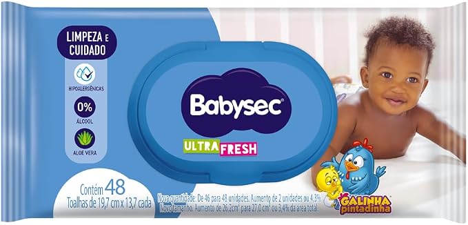Toalhas Umedecidas Babysec Ultrafresh Galinha Pintadinha 48 unidades